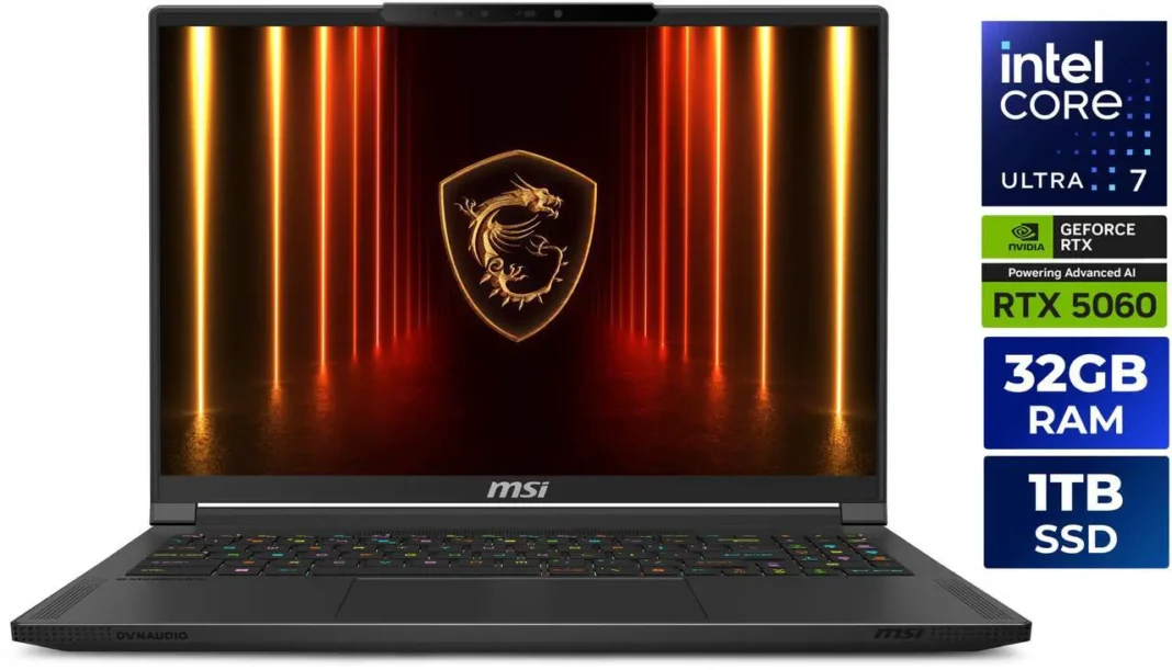 MSI Stealth 16 AI – 16″ – GeForce RTX 5060 Laptop GPU – Intel Core Ultra7-255H – 32GB DDR5 – 1TB NVMe SSD ($1574.00) MSI Stealth 16 AI – 16″ – GeForce RTX 5060 Laptop GPU – Intel Core Ultra7-255H – 32GB DDR5 – 1TB NVMe SSD ($1574.00)