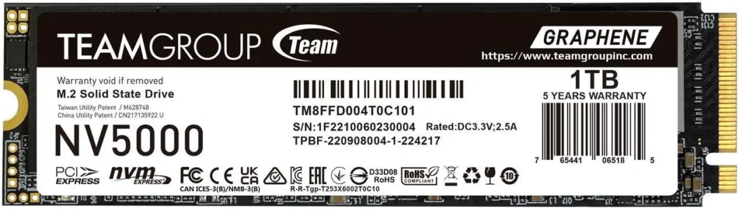 Team Group NV5000 M.2 2280 1TB PCIe 4.0 x4 NVMe SSD ($159.99) Team Group NV5000 M.2 2280 1TB PCIe 4.0 x4 NVMe SSD ($159.99)