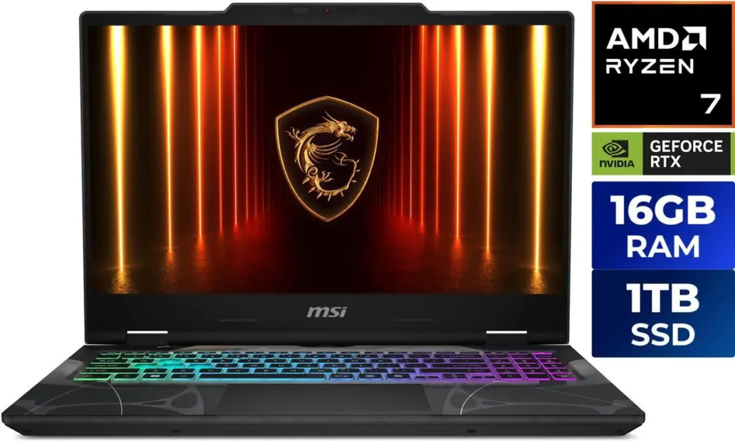 MSI Cyborg A15 15.6″ 144hz FHD Gaming Laptop – AMD Ryzen 7 260 – GeForce RTX 5060 – 16GB DDR5 RAM – 1TB SSD ($1299.00) MSI Cyborg A15 15.6″ 144hz FHD Gaming Laptop – AMD Ryzen 7 260 – GeForce RTX 5060 – 16GB DDR5 RAM – 1TB SSD ($1299.00)