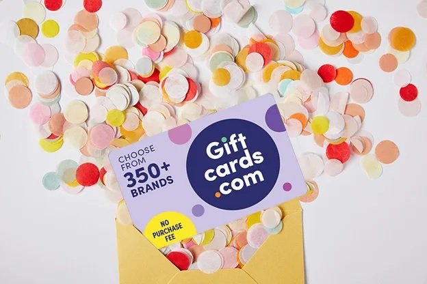 Giftcards.com gift card options including Visa, DoorDash, and restaurant brands